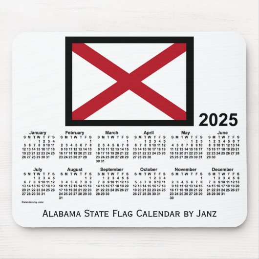 2025 Alabama State Flag Calendar von Janz Mouse Pa Mousepad (Vorne)