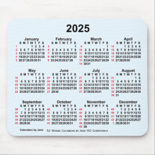 2025 Alice Blue 52 Weeks ISO Calendar by Janz Mousepad
