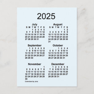 2025 Alice Blue 6 Month Mini Kalender von Janz Postkarte