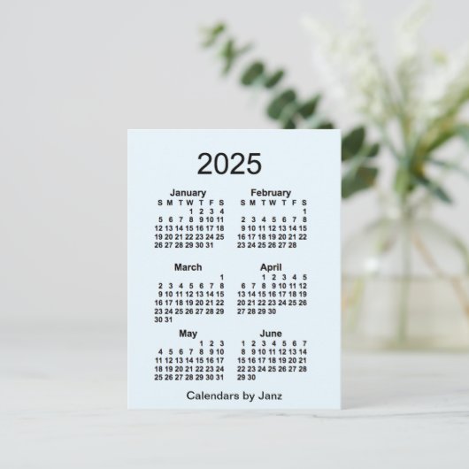 2025 Alice Blue 6 Month Mini Kalender von Janz Postkarte (Stehend Vorderseite)