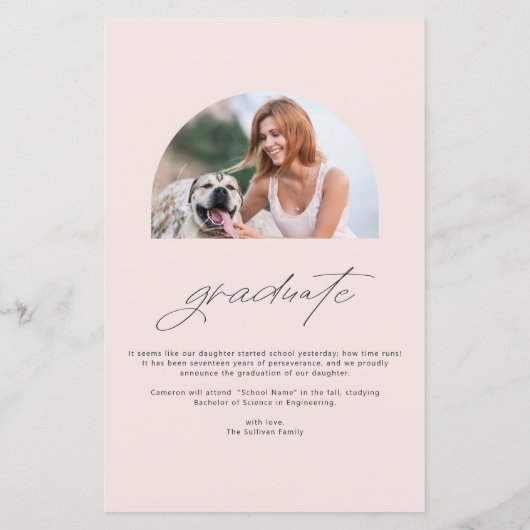 2025 Ankündigung des Abschlusses zum Blush Arch Fo (Rückseite)