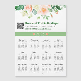 2025 Aquarell-Rose Business Calendar Magnet