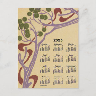 2025 Art Nouveau Mini Kalender von Janz Feiertagspostkarte