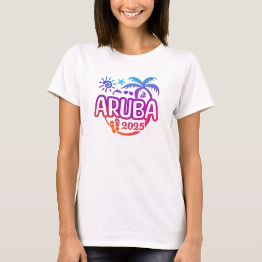 2025 Aruba Ferien- oder Ausflugsplanung T-Shirt (Vorderseite)