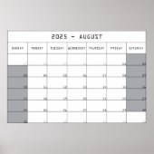 2025 August Planer Kalender große Notizen Raum Poster (Vorne)