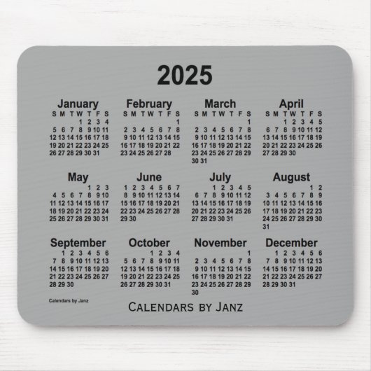 2025 Battleship Gray Calendar von Janz Mouse Pad Mousepad (Vorne)