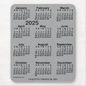 2025 Battleship Gray Large Print Calendar von Janz Mousepad (Vorne)