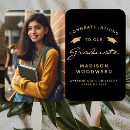 2025 Benutzerdefiniertes Foto Black Gold Abschluss Fächer