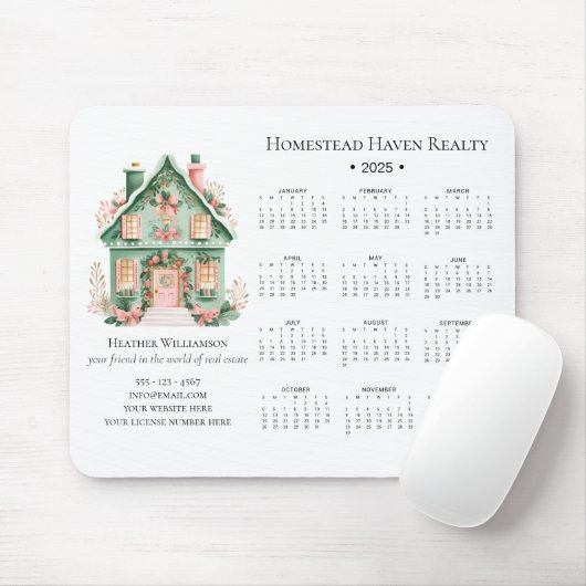 2025 Bezaubernder Kalender des Real Anwesens Mousepad (Mit Mouse)