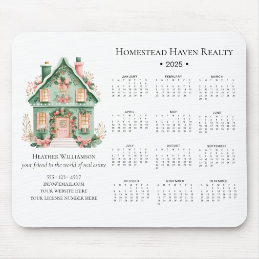 2025 Bezaubernder Kalender des Real Anwesens Mousepad (Vorne)
