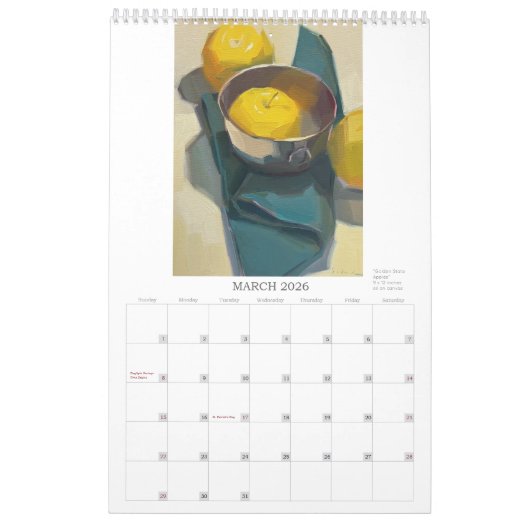 2025: Bilder von Sarah Sedwick Kalender (Mär 2026)