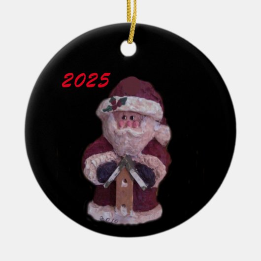 2025 BIRDHOUSE SANTA CHRISTMAS KERAMIK ORNAMENT (Vorne)