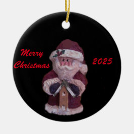 2025 BIRDHOUSE SANTA MERRY CHRISTMAS KERAMIK ORNAMENT