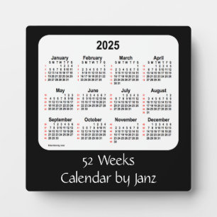 2025 Black 52 Weeks Calendar von Janz Fotoplatte