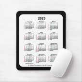 2025 Black 52 Weeks ISO Kalender von Janz Two Tone Mousepad (Mit Mouse)