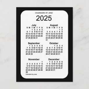 2025 Black 6 Month Mini Kalender von Janz Postkarte