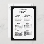2025 Black 6 Month Mini Kalender von Janz Postkarte (Vorne/Hinten)
