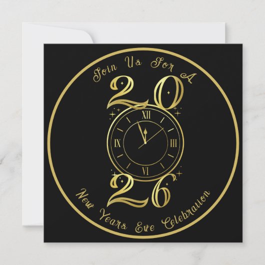 2025 Black Gold New Years Party Invitation Save The Date (Vorderseite)