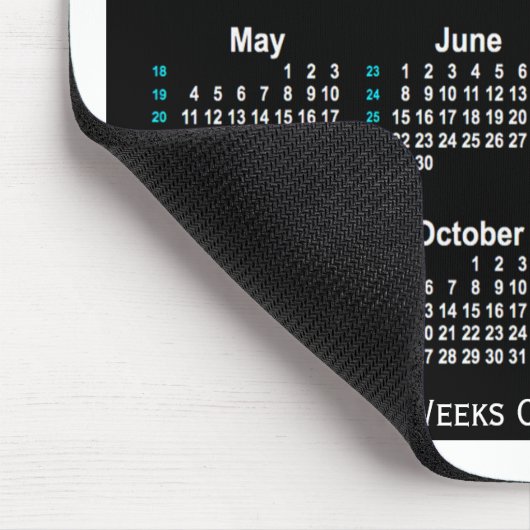 2025 Black Neon 52 Weeks Calendar von Janz Mousepad (Ecke)
