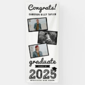 2025 Black Sketch 3 Foto Collage Graduation Party Banner (Vertikal)