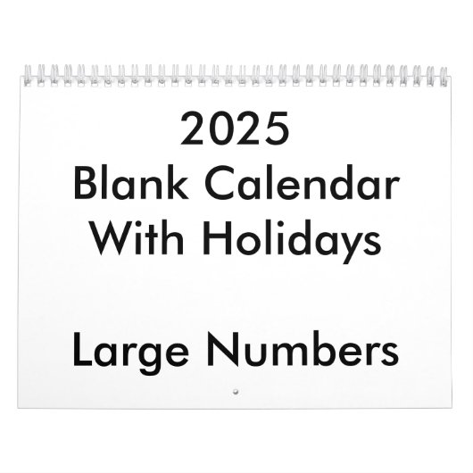 2025 Blanker Kalender mit großen Feiertagen (Titelbild)