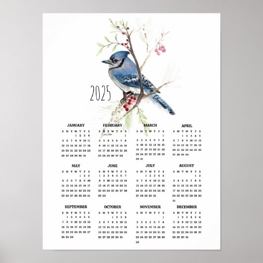 2025 Blauer Jay-Poster-Kalender Poster (Vorne)