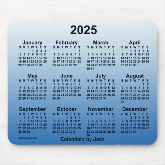 2025 Blauer Kalender verblasst von Janz Mouse Pad Mousepad (Vorne)