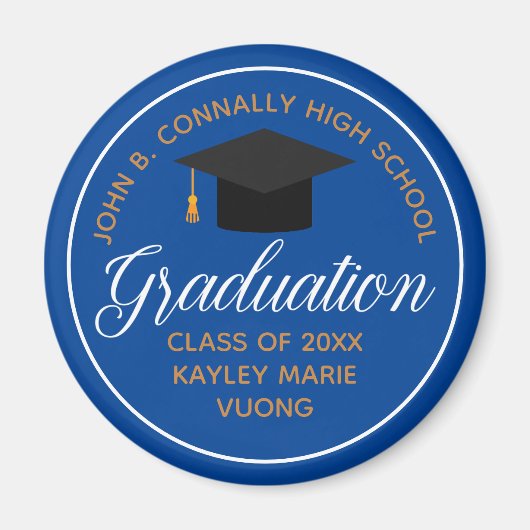 2025 Blue Gold Graduation Party Custom Keepake Magnet (Vorne)