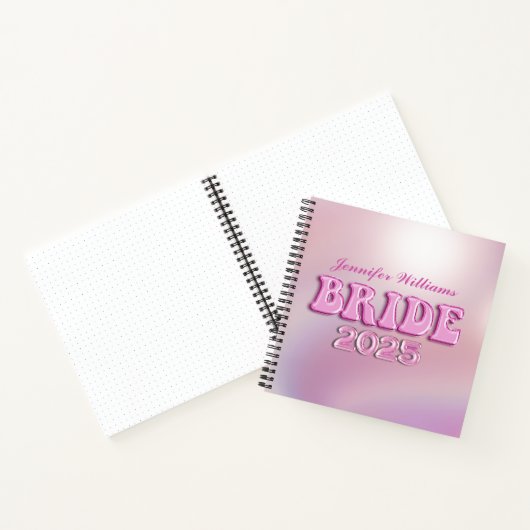 2025 bride Retro-rosa Drehbuch personalisiert Notizblock (Innenseite)