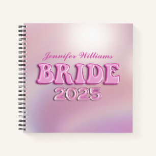 2025 bride Retro-rosa Drehbuch personalisiert Notizblock