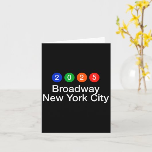 2025 Broadway New York City Subway Style New Year' Karte (Gelbe Blume)