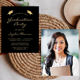 2025 Budget Moderne Black Gold Graduation Party