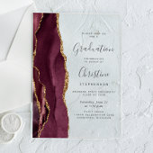 2025 Burgund Gold Agate Gray Text Abschluss Acryleinladungen