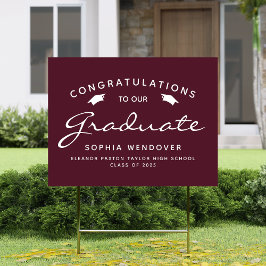 2025 Burgund White Script Cap Abschluss Yard Gartenschild