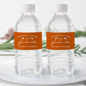 2025 Burnt Orange White Script Cap Abschluss Wasserflaschenetikett