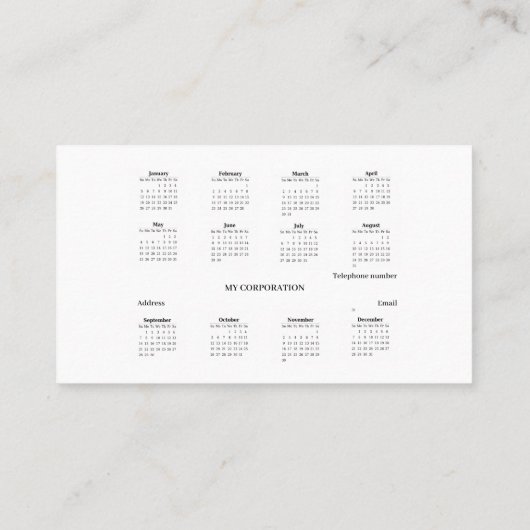 2025 Business-Pocket-Kalender Visitenkarte (Rückseite)