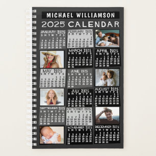2025 Calendar Black Mod 12 Foto Collage Name Sm Planer