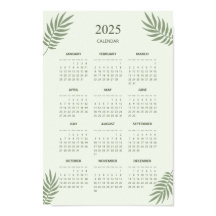 2025 Calendar Boho Floral Ästhetische Seite Grün