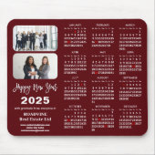 2025 Calendar Business 2 Foto Modern Red Simple Mousepad (Vorne)