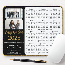 2025 Calendar Business Foto Elegant Gold Glitzer Mousepad