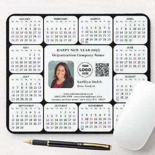 2025 Calendar Business Foto Logo QR Modernes Schwa Mousepad