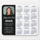 2025 Calendar Business Foto Modernes Black Simple Mousepad (Vorne)