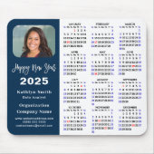 2025 Calendar Business Foto Modernes Blue Einfach Mousepad (Vorne)