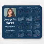 2025 Calendar Business Foto Modernes Blue Einfach Mousepad (Vorne)