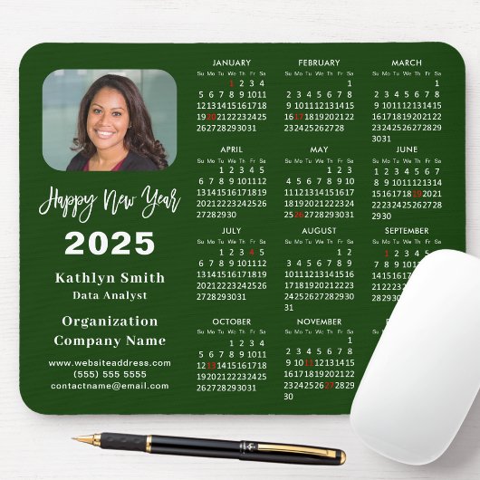 2025 Calendar Business Foto Modernes Green Simple Mousepad