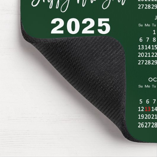 2025 Calendar Business Foto Modernes Green Simple Mousepad (Ecke)