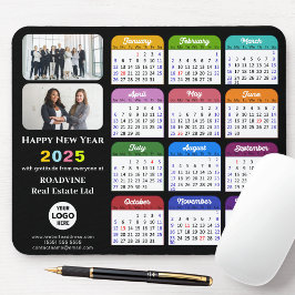 2025 Calendar Business Foto Modernes Schwarz Mousepad