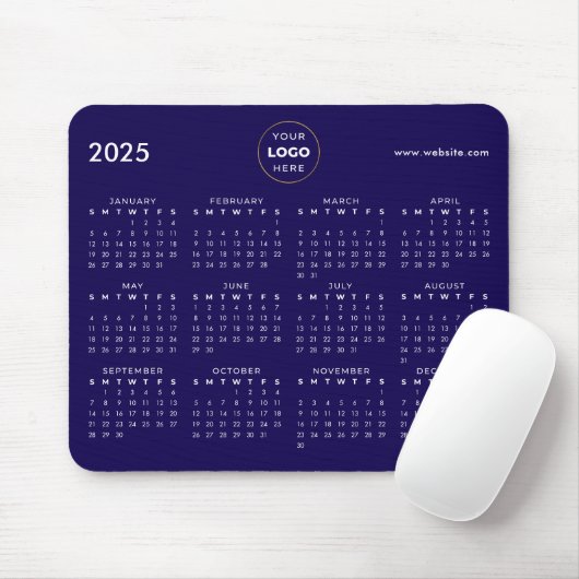 2025 Calendar Business-Logo Blau Mousepad (Mit Mouse)
