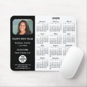 2025 Calendar Business-Logo-Foto Modernes Schwarz Mousepad (Mit Mouse)