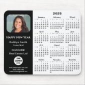 2025 Calendar Business-Logo-Foto Modernes Schwarz Mousepad (Vorne)